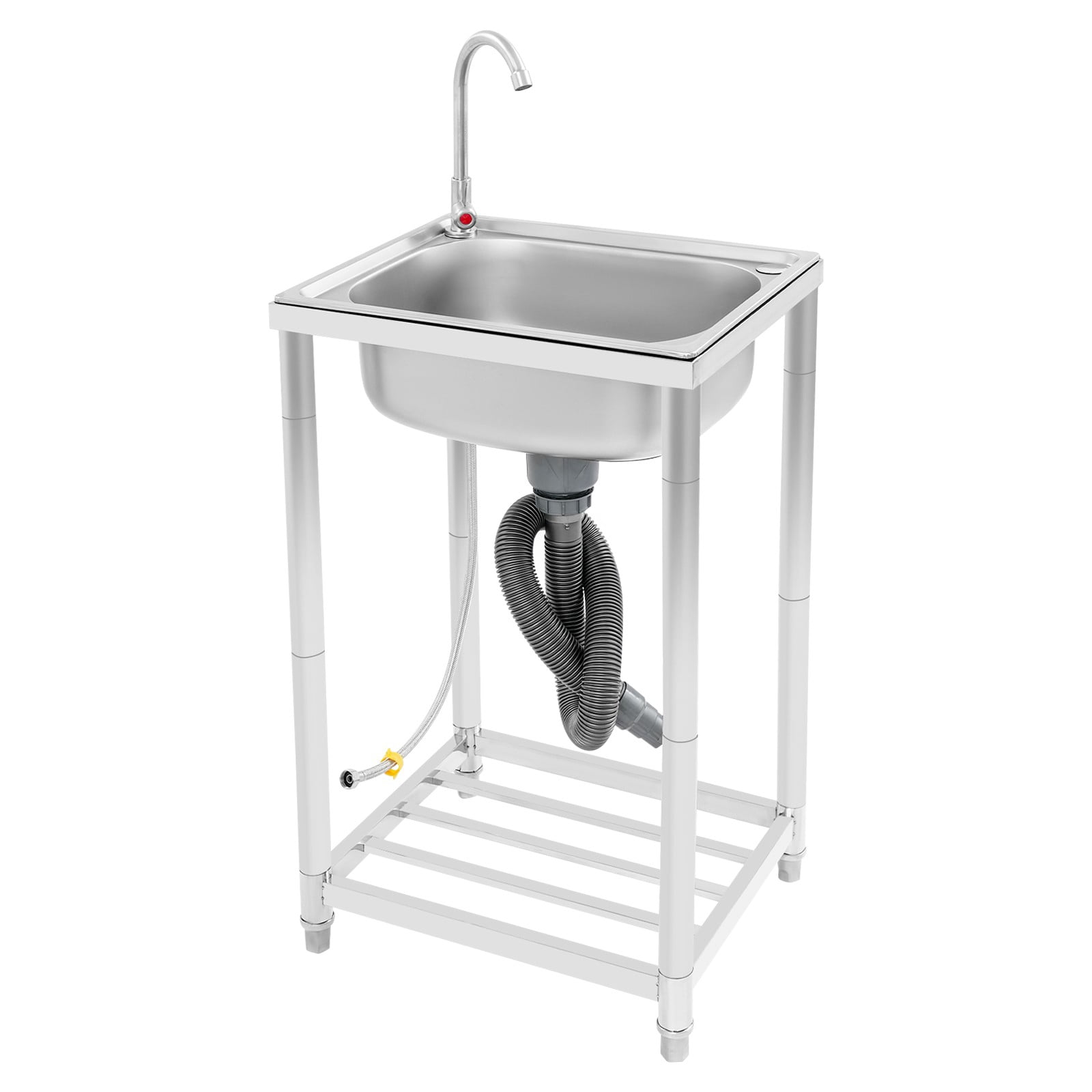 Stainless Steel Sink, 50cm Single Bowl Kitchen Sink, Freestanding Utility Sink for Laundry Room, Easy Installation