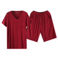 thumbnail image 3 of Men’s Short Sleeve Shorts Pajama Set Ice Silk Loose Fit Summer Home Loungewear, 3 of 4