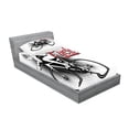 thumbnail image 2 of Ambesonne Modern Fitted Sheet & Pillow Sham Set, Cycling Man Sport Bike, Twin, Black White Red, 2 of 2
