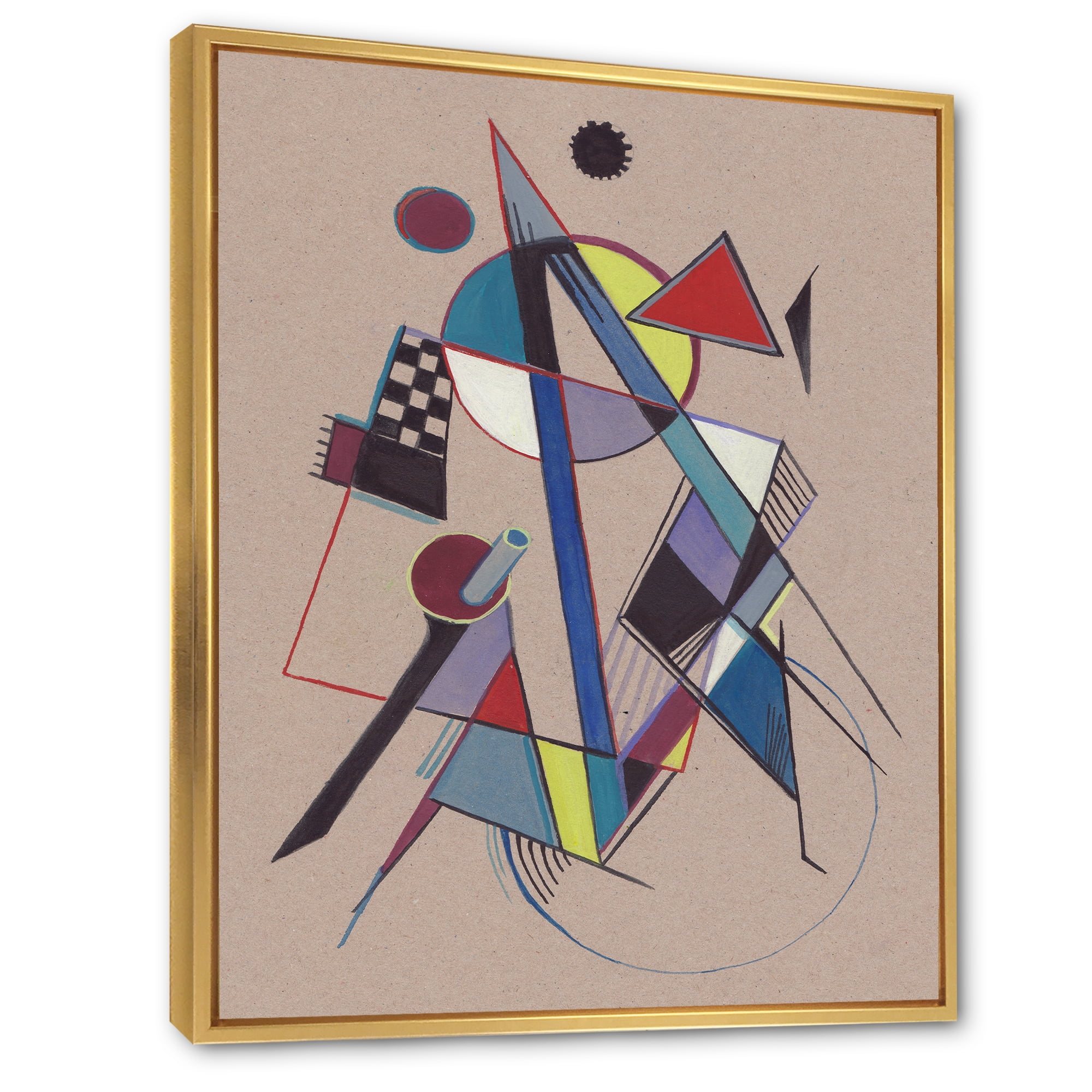 Designart 'Abstract Compositions Of Colored Geometric III' Modern Framed Canvas Wall Art Print