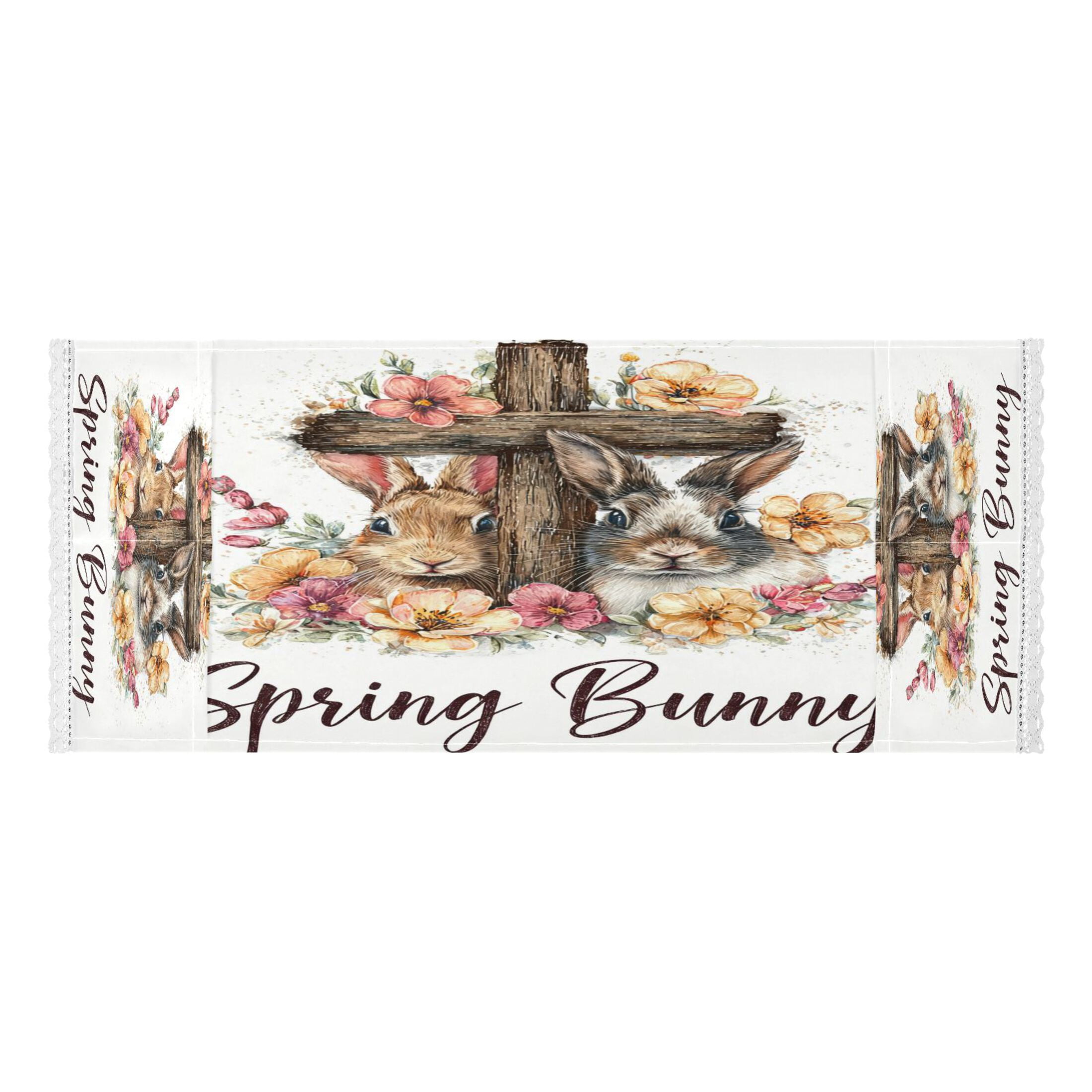 Wobogo Floral Bunny Cross Washing Machine Cover Dustproof Washer Dryer Cover Waterproof Laundry Room Decorative Protector