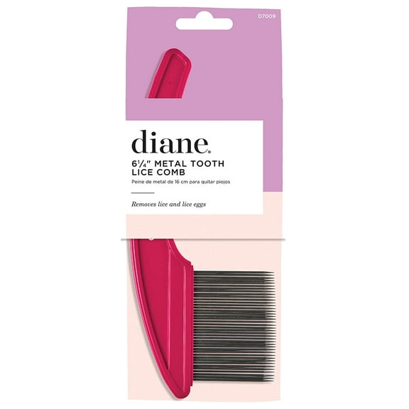 (D7009) , Diane 6 1/4" Metal Tooth Lice Comb , Hair Scalp - Pack of 2 w/ SLEEKSHOP Teasing Comb