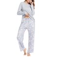 thumbnail image 2 of Xmarks Women's Pajamas Set Long Sleeve Sleepwear Top with Floral Printed Pants 2 Pieces Cozy Loungewear Pj Set, S-2XL, 2 of 6