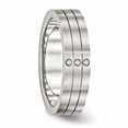 thumbnail image 5 of Stainless Steel Brushed Grooved Three CZ Ring, 5 of 7