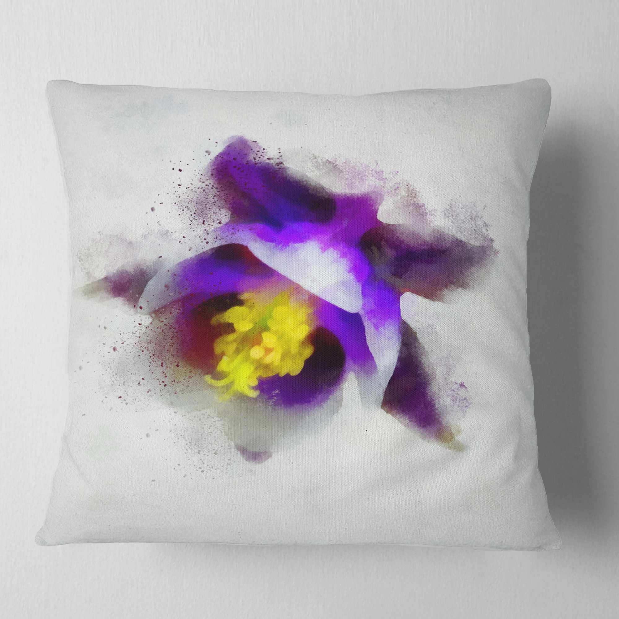Designart Blue Flower with Yellow Stigma - Floral Throw Pillow - 18x18