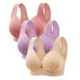 thumbnail image 1 of DecSea 3PC Woman's Embroidered Glossy Comfortable Breathable Bra Underwear No Rims, 1 of 2