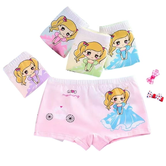 Esaierr 5PCS 2-13 Years Old Girls Boxer Briefs Shorts,Big Baby Kids Girls Underwear Briefs,Antibacterial Breathable Cotton Printed Cartoon Shorts