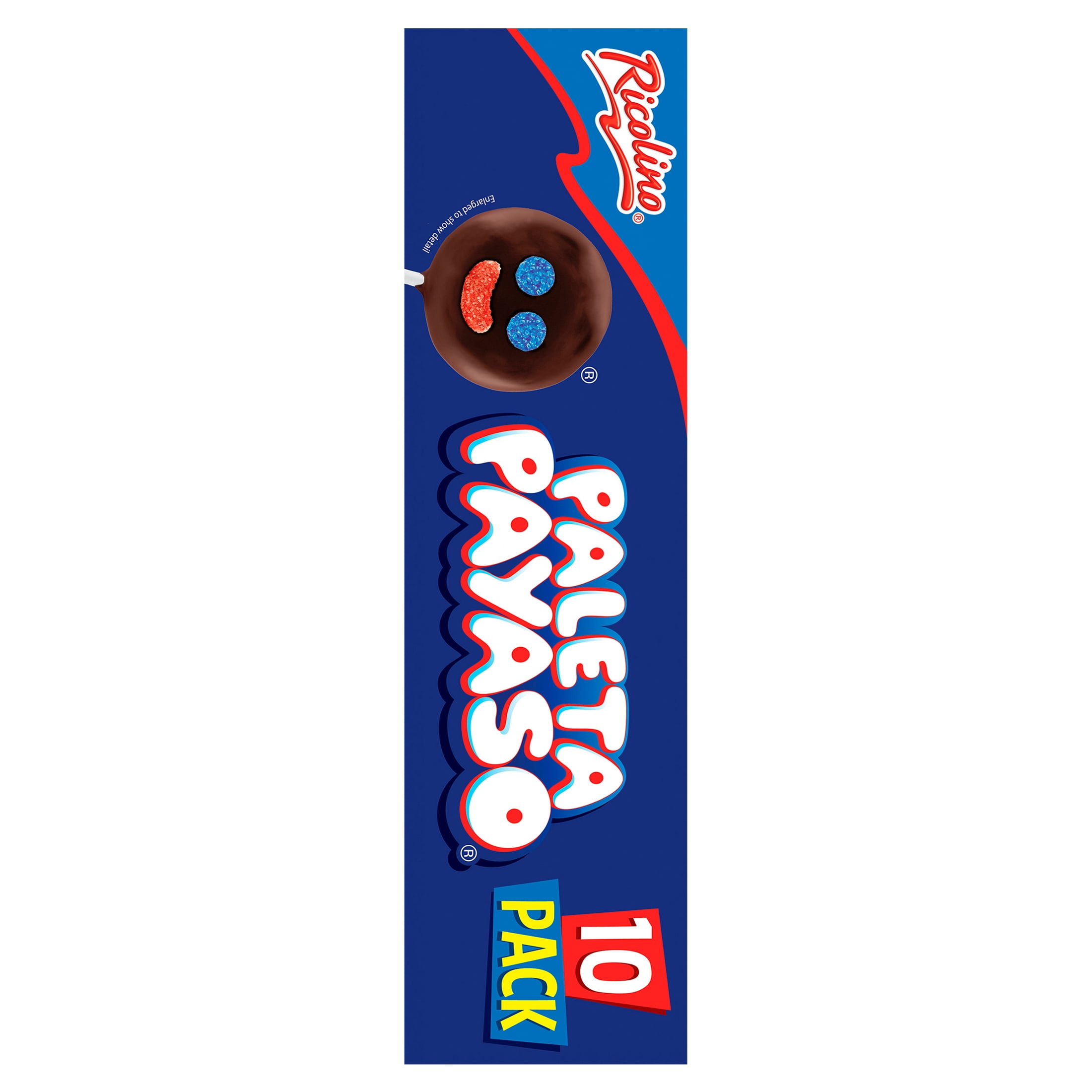 Ricolino Paleta Payaso Chocolate Marshmallow Lollipop, 10 Count Box