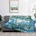 thumbnail image 4 of Monet Water Lilies Soft Blanket All Season Fuzzy Throw Warm Lightweight Blanket Flannel Blankets Fleece Throws for Bed Sofa Couch Travel Home Living Room Decor 60"x50", 4 of 8