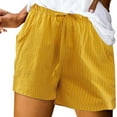 thumbnail image 5 of Sngxgn Women's Shorts Casual Summer Drawstring Comfy Elastic High Waist Running Shorts with Pockets(Yellow,L), 5 of 5