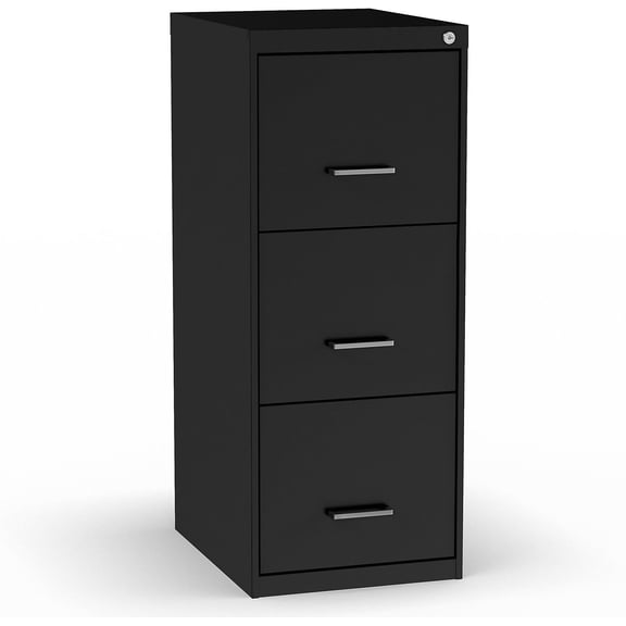 ZMSHOP 3-Drawer Vertical File Cabinet, Locking, Metal, Black, Letter/Legal Size, 34.9"H x 14"W x 18"D