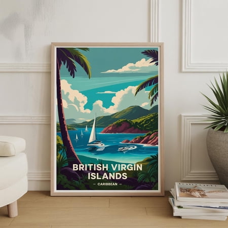 British Virgin Islands Poster Caribbean Travel Wall Art Tropical Gift For Travelers Poster Print Only