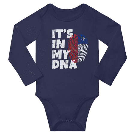

It s In My Chilean DNA Baby Long Sleeve Bodysuit Unisex Gifts (Navy 6 Months)