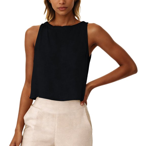 Womens Tank Top Women's Sleeveless Round Neck Casual Layering Tank Camisole Tops for Women Black L