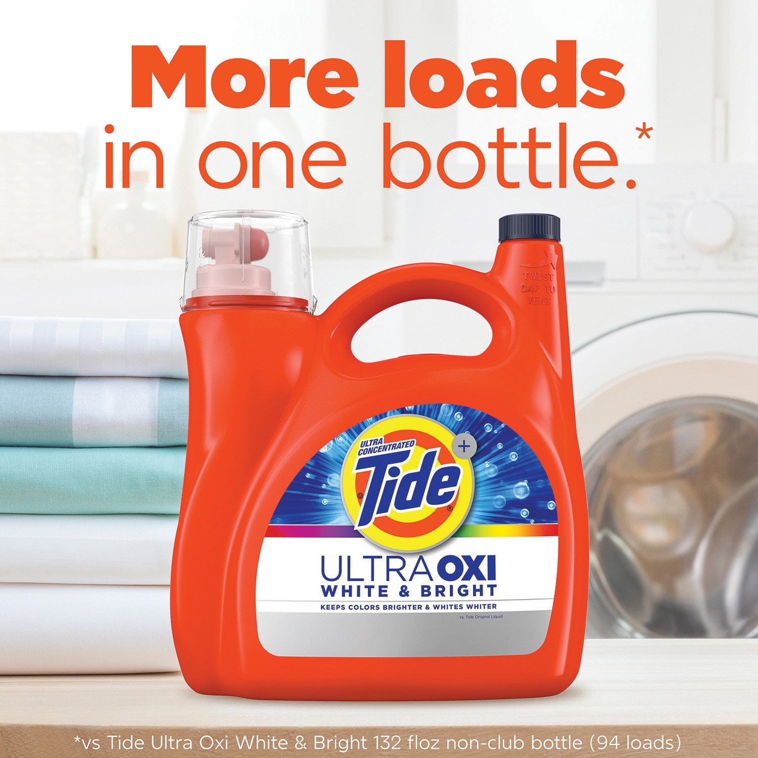 Tide Ultra OXI White and Bright Liquid Laundry Detergent, 100 Loads, 128 Fl Oz