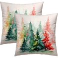 thumbnail image 1 of HAYAN Merry Christmas Watercolor Forest Pillowcase Set of 2 Christmas Tree Throw Pillows Square 18x18 Inch Winter Xmas Pillow Cushion Covers Holiday Decoration for Home Living Room Bed Sofa Outdoor, 1 of 1