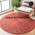 thumbnail image 2 of Jaipur Art And Craft Natural Fiber Round Handmade Reversible Boho Charm Farmhouse Jute Area Rug (9x9 Sq Ft), 2 of 5