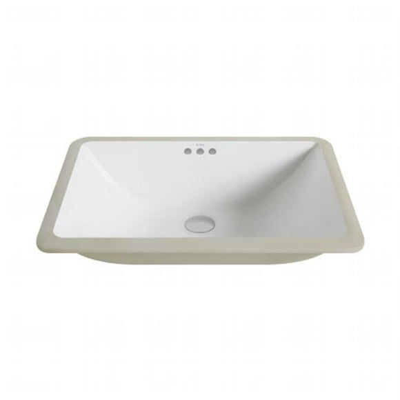 Kraus KCU-251 Elavo Large Rectangular Ceramic Undermount Bathroom Sink with Overflow, White