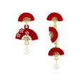thumbnail image 1 of Wmool Chinese Style Red Irregular Fan-shaped Earrings Unique For Women,, 1 of 9