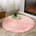 thumbnail image 7 of Latepis Pink Round Rug 5 ft, Faux Fur Sheepskin Circle Rug for Living Room, Fuzzy Rugs for Teen Girls Bedroom, Nursery, Teen Room, Dorm, Cute Room Décor, 7 of 7