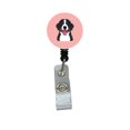 thumbnail image 1 of Checkerboard Pink Bernese Mountain Dog Retractable Badge Reel, 1 of 1
