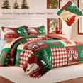 thumbnail image 2 of Whale Flotilla Reversible Patchwork Quilts Twin Size, Lightweight Boho Printed Bedspreads Coverlets Quilt Bedding Set with 1 Pillow Shams for All Seasons, Happy Christmas, 2 of 6