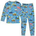 thumbnail image 2 of FORMRS Long Sleeve Top and Pants Pajama Set for Niños 2-Piece Sleepwear, Sizes 18M-8Y, Blue Cartoon Truck Pattern, 2 of 6