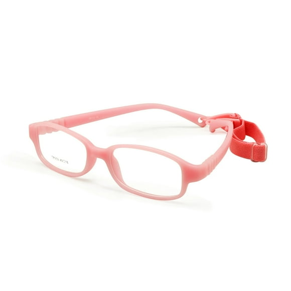 Gafas para niños y niñas, montura de gafas ópticas con correa, tamaño 49-16,6-8 años sin tornillo, gafas flexibles de una pieza para niños con cordón