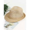 thumbnail image 3 of PULLIMORE Short Brim Fedora Hat Classic Breathable Summer Beach Sun Hat Panama Cap for Men Women (Khaki), 3 of 11