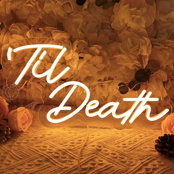 Letrero LED de neón SYLHOME «Til Death» para decoración de bodas