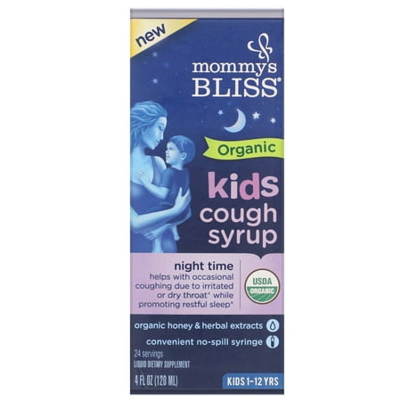 Mommy's Bliss Kids, Organic Cough Syrup, Night Time, 1-12 Yrs, 4 fl oz (120 (The Best Cough Syrup For Kids)