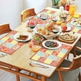 thumbnail image 2 of Linen Placemats Set Of 4 11.8x17.7 Inch,Pioneer Colorful Flowers Fabric Table Mats,Resistant Washable Wipeable Table Mat for Party Kitchen Dining Home Decor, 2 of 6