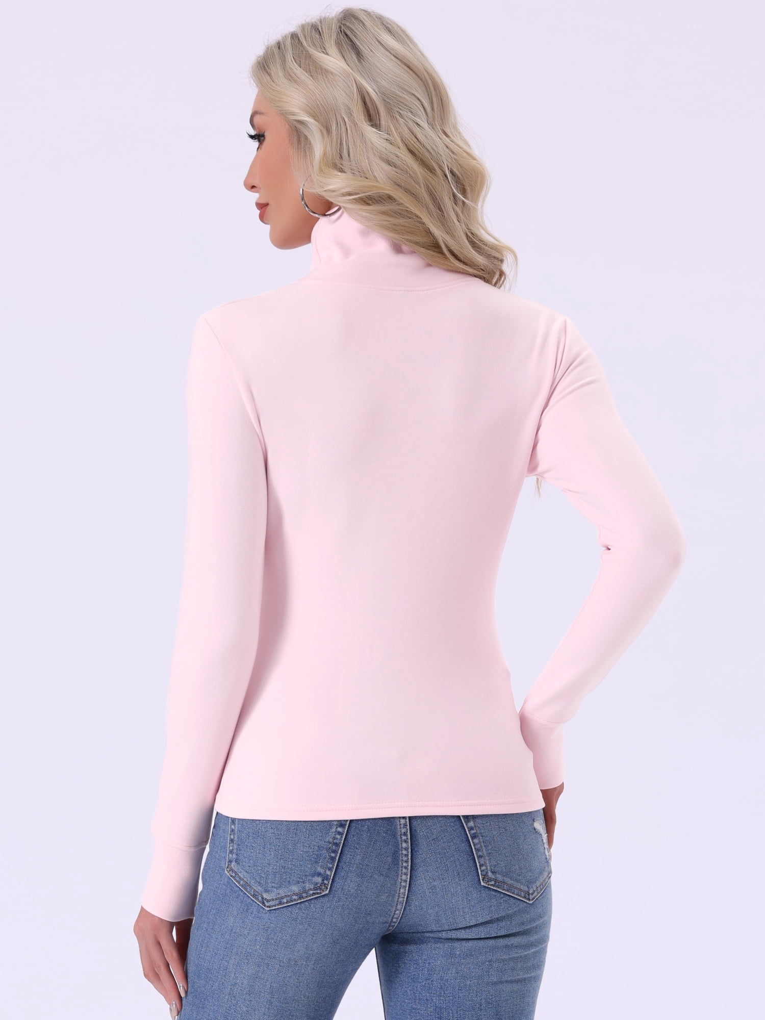 DARING DIVA Women's Mock Turtle Long Sleeve Shirts Fall Winter Warm Top M Pink