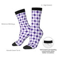 thumbnail image 4 of Xecao Purple argyle Pattern Sport Socks for Women and Men Crew Socks Sporty Calf Socks Casual Socks, 4 of 6