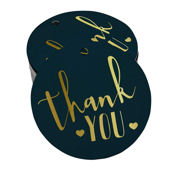 Inkdotpot Pack Of 100 Real Gold Foil Paper Tags Thank You Bridal Shower-Baby Shower-Retirement-Wedding-Birthday Favor Hang Tags