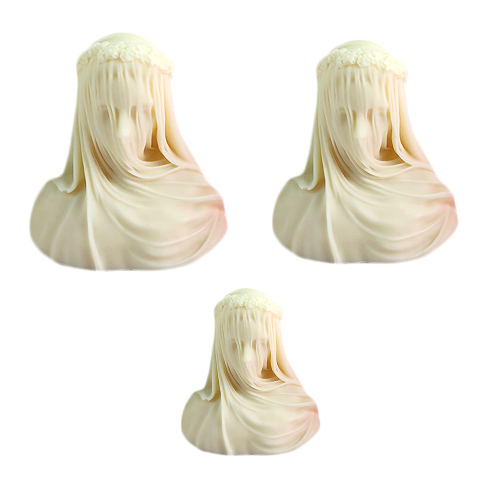 Geemin Veiled Silicone Candle Mould Female Bride Antique Bust Statue Sculpture Body Mold Art Decor Plaster Soap Making Mould