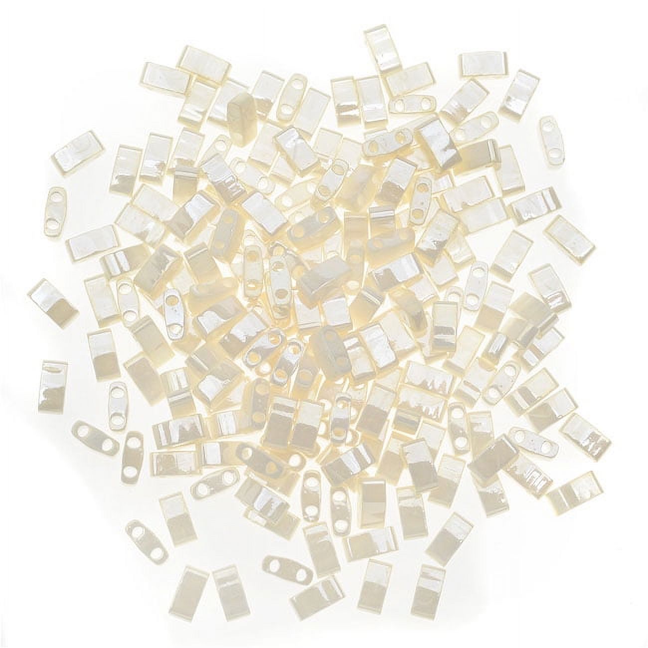 Miyuki Half Tila 2 Hole Rectangle Beads 5x2.3mm- Ivory Pearl Ceylon 7.8 Grms