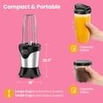 thumbnail image 5 of Suavo Smoothie Blender Licuadora personal portátil de 1100 W para batidos y batidos con 2 tazas y tapas para llevar de 22 oz, incluye molinillo de café portátil y licuadora mezcladora de encimera con, 5 of 5