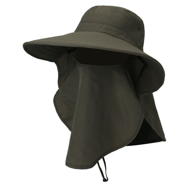Sombrero protector con cubrebocas, transpirable, para exteriores, con protección antisalpicaduras y ala ancha (verde militar)