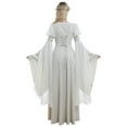 thumbnail image 4 of DAIZBELLA Women's White Renaissance Dress with Bell Sleeves Retro Medieval Dress, S, 4 of 6