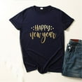 thumbnail image 2 of Honeeladyy Discount Happy New Year Women 2022 Trendy Tshirt Letter Printing Short Sleeve Comfort Crewneck Tee Tops Tunic Blouse, 2 of 4