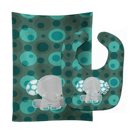 Polkadot Naptime Elephant Baby Bib and Burp Cloth