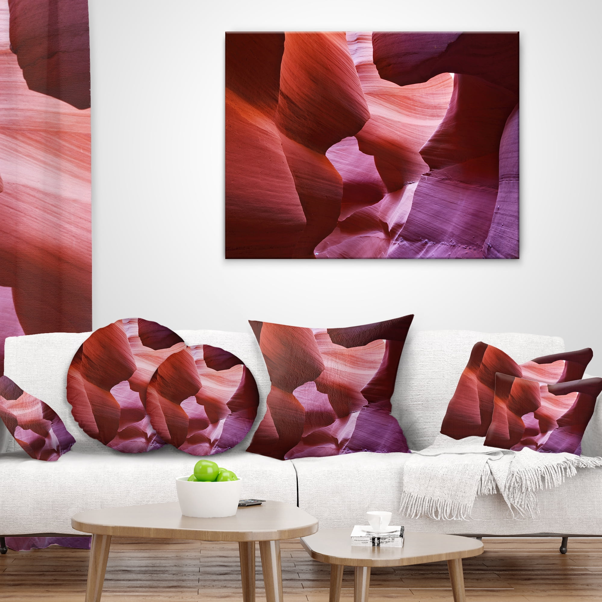 Designart Play of Light in Antelope Canyon - Landscape Photography Throw Pillow - 12x20