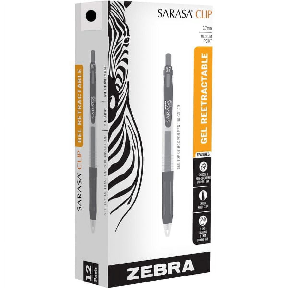 Sarasa Clip Gel Pen, Retractable, Medium 0.7 Mm, Black Ink, Clear Barrel, Dozen