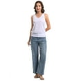 thumbnail image 3 of Women Banded Bottom Tank Tops Ribbed V Neck Sleeveless Casual Tops Summer Loose Fit Shirts, 3 of 6