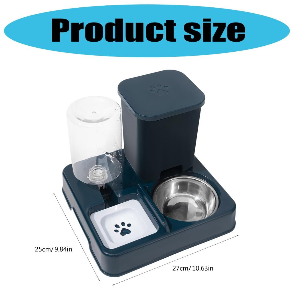 Giaone 2IN1 Dog Feeder Food Bowl Automatic Water Dispenser for Daily Watering Feeding