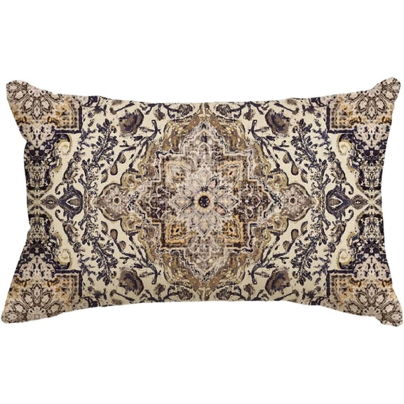 Boho Blue Throw Pillow Cover, 12 x 20 Inch Bohemia Ethnic Style Carpet Pattern Cushion Case for Sofa Couch