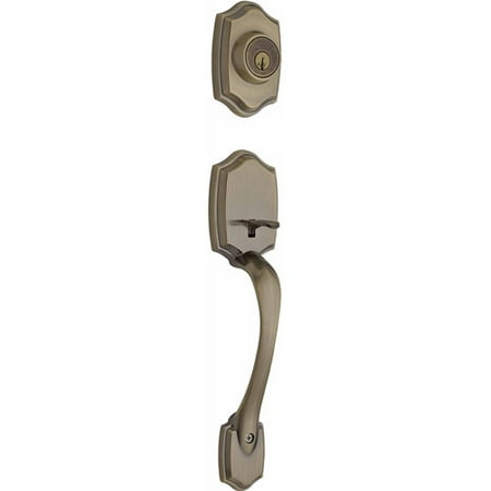 Handleset Brass Knob - Kwikset Belleview Single Cylinder Handleset w/Tylo Knob featuring SmartKey® in Antique Brass