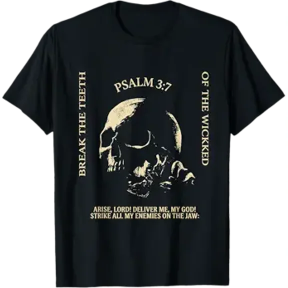 Psalm 3:7 Vintage Skull Christian Religious Bible Verse T-Shirt
