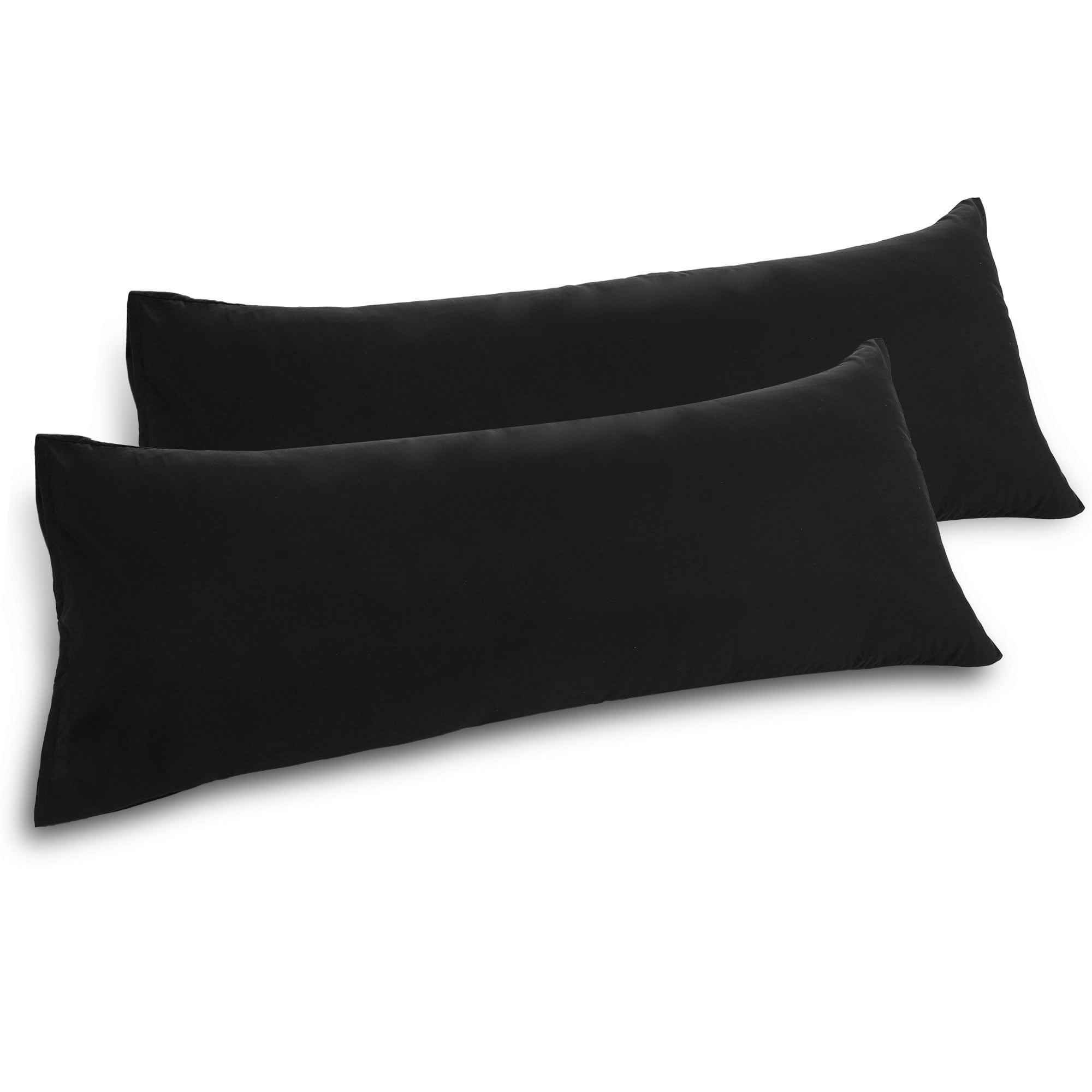 SilkySoft 20x54" Pillow Cover Case 2Pack Black Full Long Bolster